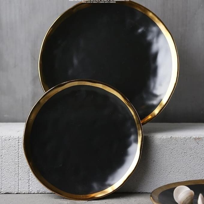 

Nordic Matte Plate With Gold Rim / Piring Premium Classic Tableware Terlaris