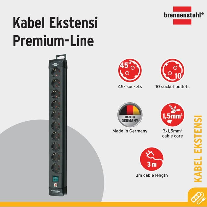 Jual Stop Kontak Kabel Extension Terminal Listrik 10 Lubang Brennenstuhl Premium Line 10 Socket 3M B