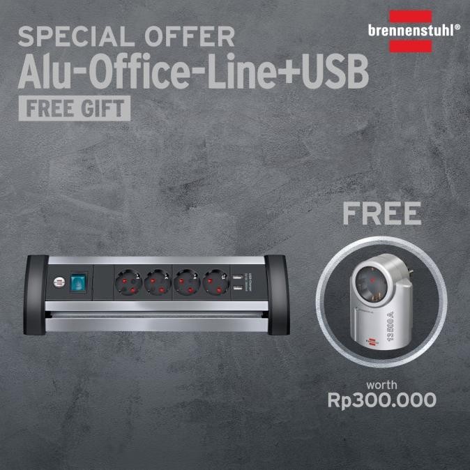 Jual Stop Kontak Kabel Extension Terminal Listrik 4 Lubang + Usb Brennenstuhl Alu Office Line / Colo