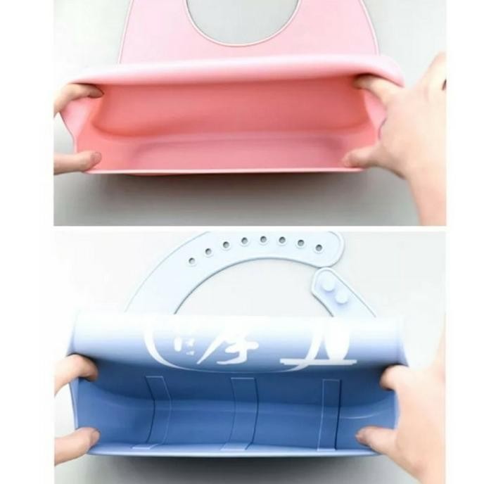 CELEMEK MAKAN DEWASA ADDULT APRON BIB TAHAN AIR WATERPROOF SILICONE