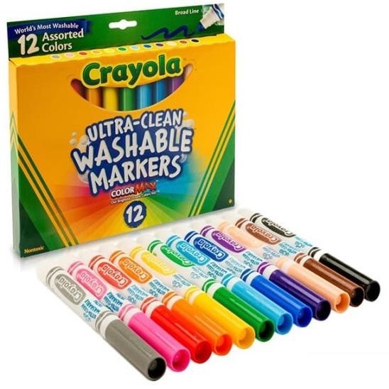 

Crayola Ultra Clean Washable Set isi 12 Warna Broad Line Markers