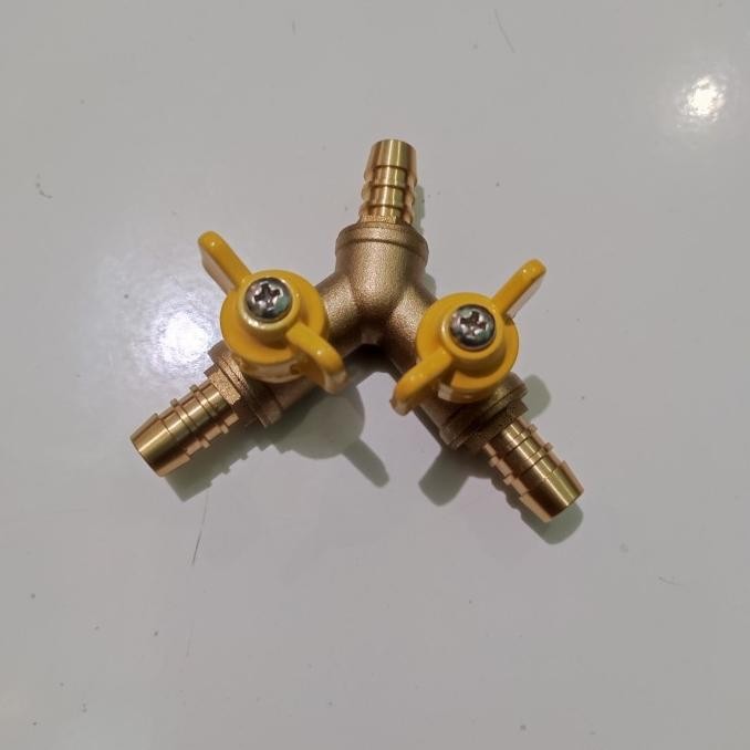 cabang 3 selang gas LPG dengan stop kran