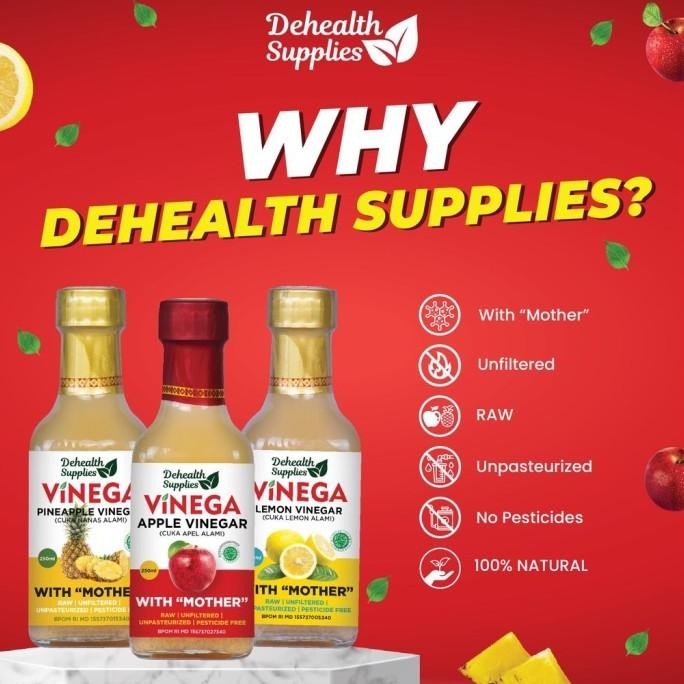 

Dehealth supplies vinega - apple cider vinegar cuka apel nanas organik [terbaik]