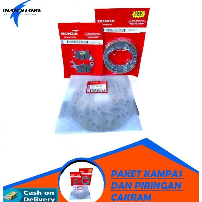 PAKET KAMPAS DEPAN BELAKANG DAN PIRINGAN CAKRAM BEAT FI/SCOOPY FI