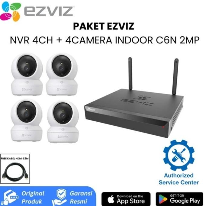 PAKET CCTV EZVIZ NVR 4CH + 4 CAMERA INDOIR C6N 2MP