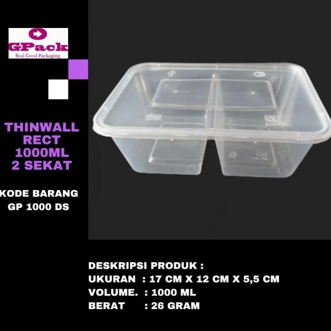 THINWALL RECT 1000 ML 2 SEKAT / FOOD CONTAINER (GP-1000DS)