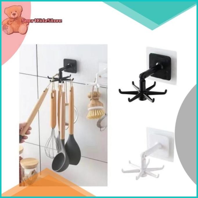 Hook Putar 6 Kait / Gantungan Spatula Tempel Dinding Hook Putar 6 Kait