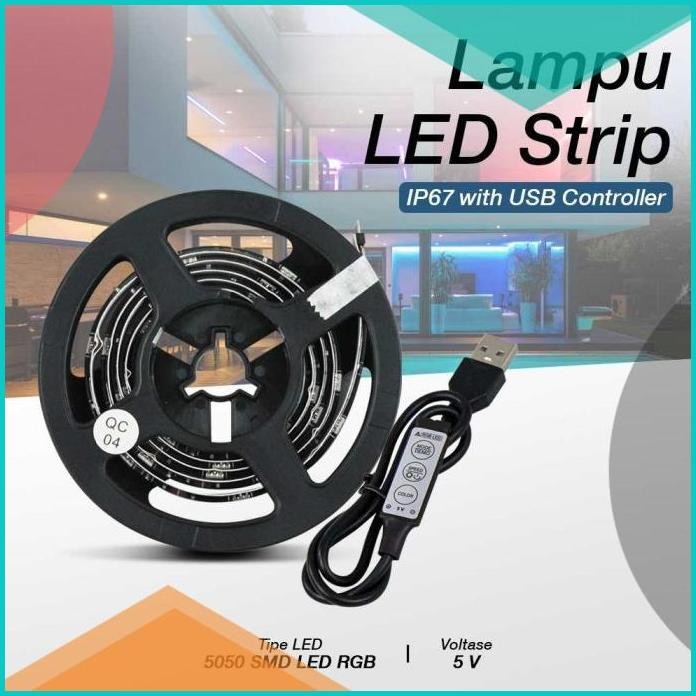 Lampu LED Strip Flexible 5050 RGB IP67 Waterproof with USB Controller