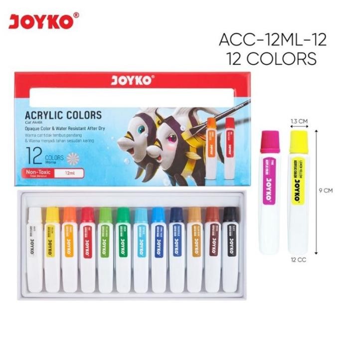 

Sale Cat Acrylic | Akrilik Joyko 12 Warna 12Ml Murah