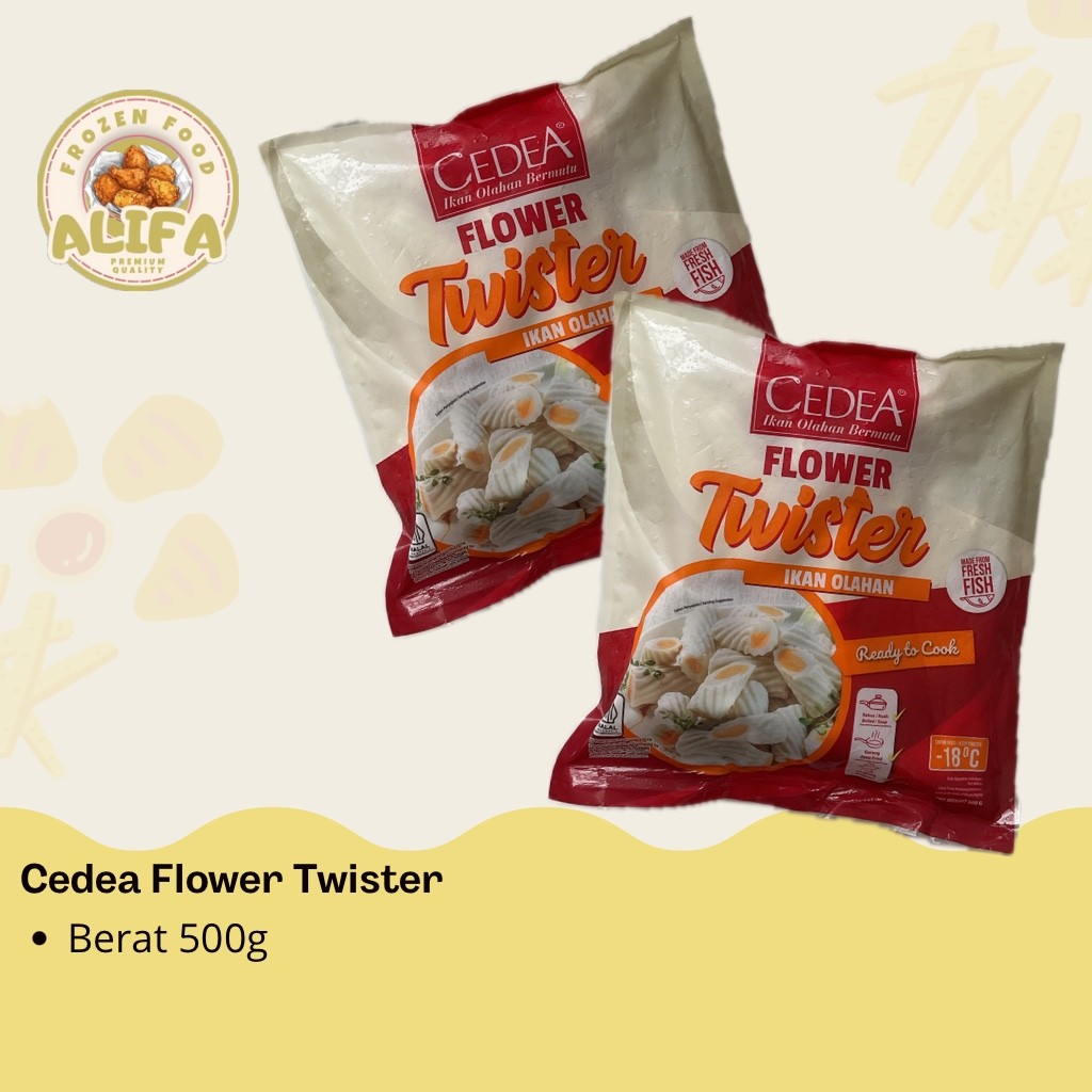 

Cedea Flower/Duo Twister Ikan Olahan Bermutu Berat 500g