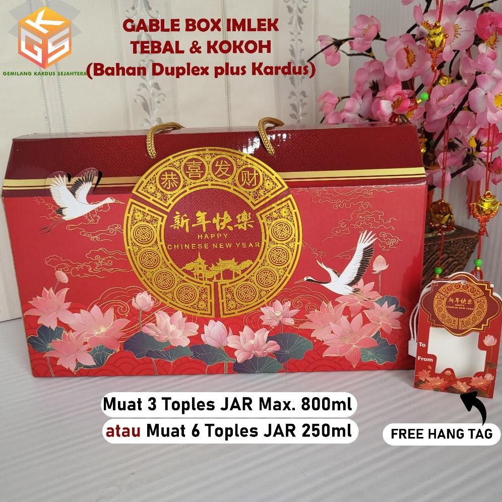 

10pcs Box Hampers Imlek | Ukuran 3 Toples Jar | Gable Box Imlek | Box Imlek | Kotak Imlek