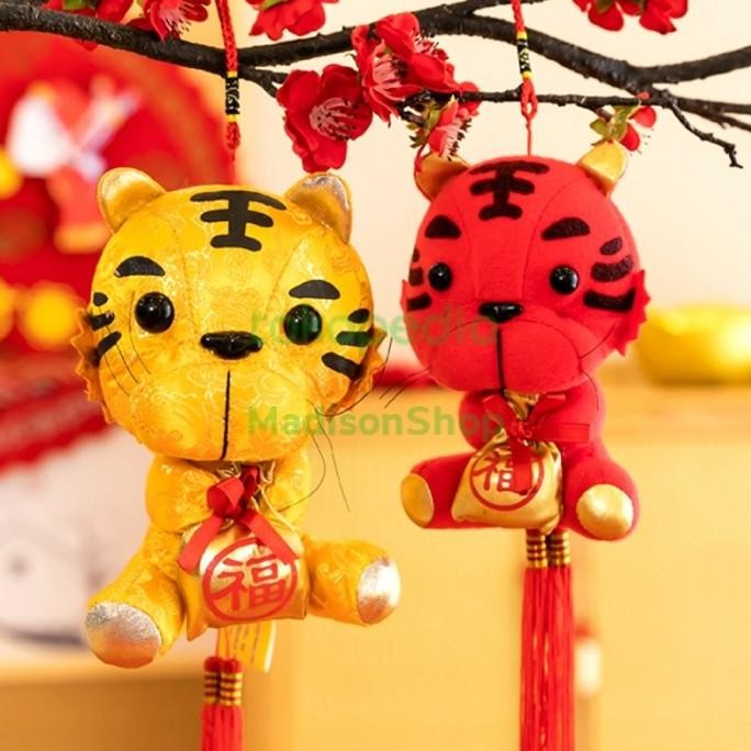 GFD Gantungan Imlek Boneka Macan 2022 Dekor Pohon Meihwa Tiger Macan Emas