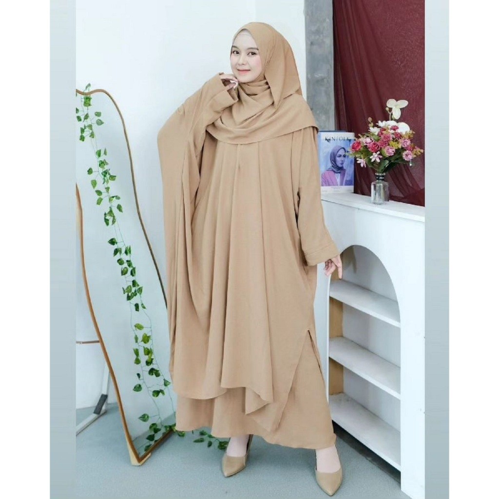 Baju Muslim Halus & Tebal Terbaru LESTI SET JILBAB PASHMINA Baju Gamis Syari Free Hijab Phasmina