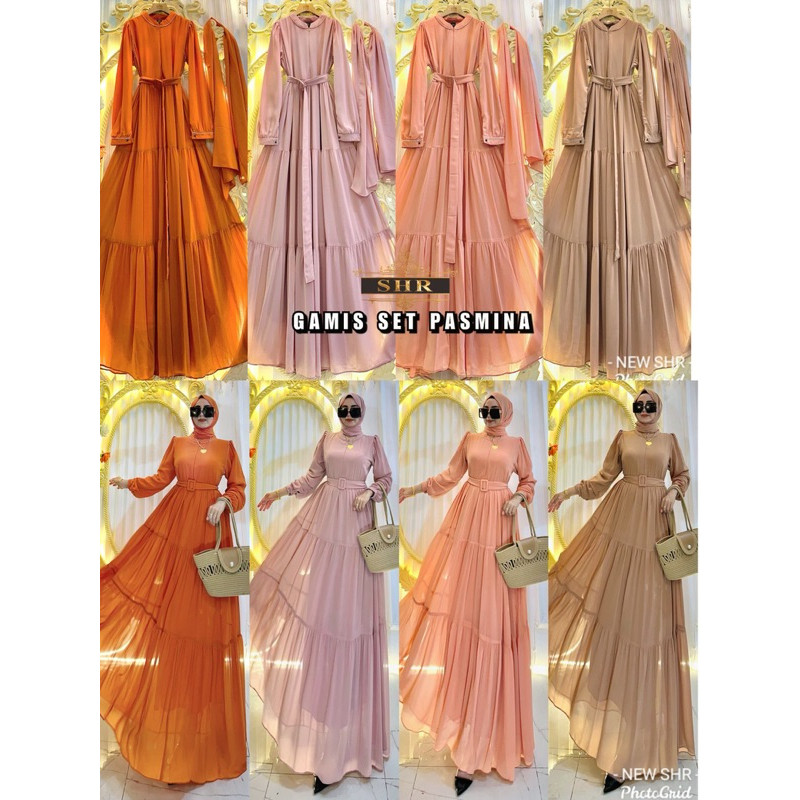 Baju Muslim Halus & Tebal Terbaru BY SHR ORI NEW READYY MAXI DRESS BERTABUR SWAROSKY CERUTY SET