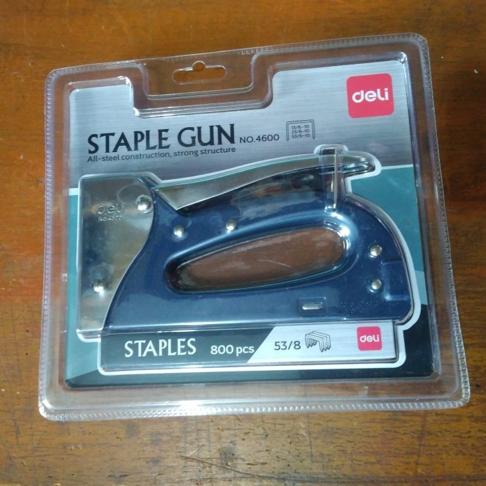 

Gun tacker/Stapler tembak Deli No.4600 bonus 800pcs Staples 53/8