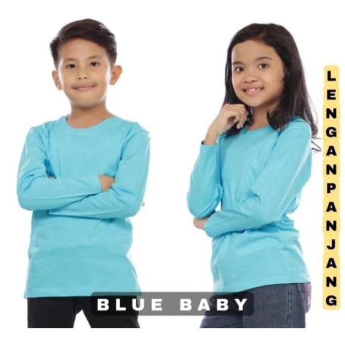 KAOS ANAK POLOS LENGAN PANJANG BIRU MUDA / KAOS POLOS BIRU MUDA