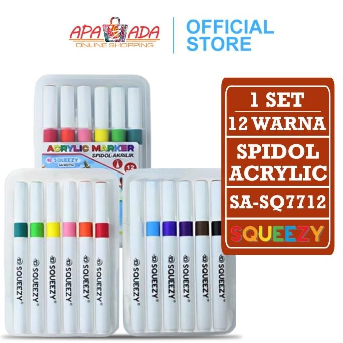 

APAZADA - SPIDOL AKRILIK [1 SET - 12 WARNA] / PENA CAT / ACRYLIC MARKER SQUEEZY SA-SQ7712