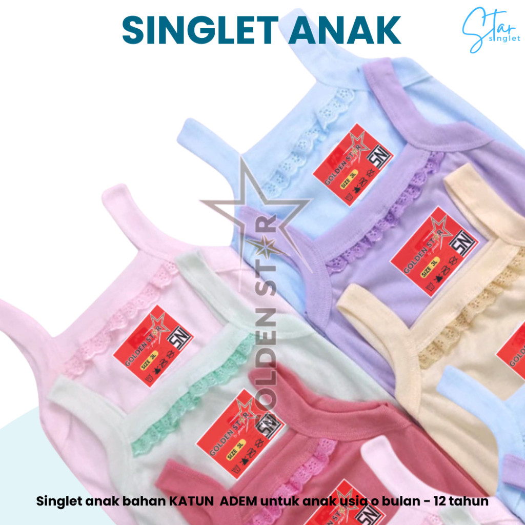 Promo Baju Anak 1 Lusin Singlet Anak Kaos Dalam Bayi dan Anak Perempuan Tangtop Anak Perempuan