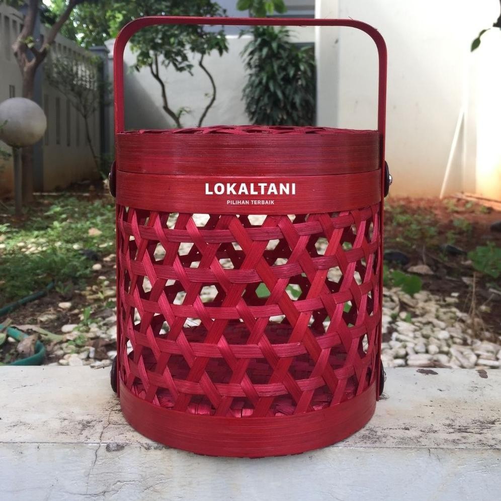 CR - Hampers Bambu Imlek / Keranjang Hampers / Keranjang Anyaman/Anyaman Rantang Kecil Merah TERLARI