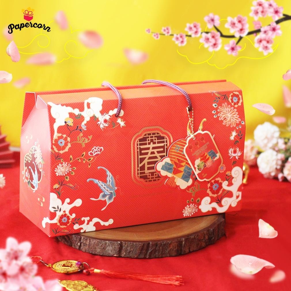 

CR - 10 Pcs Gable Box Imlek Muat 3 Toples Chinese Ornament uk 28x10x16 cm + Free Tag imlek TERLARIS