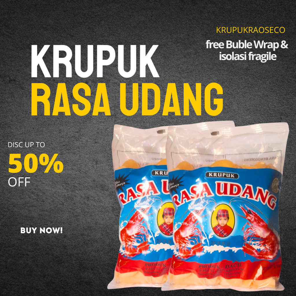 

Krupuk Rasa Udang 500 Gram / Kerupuk Dacil / Kerupuk Sari Udang