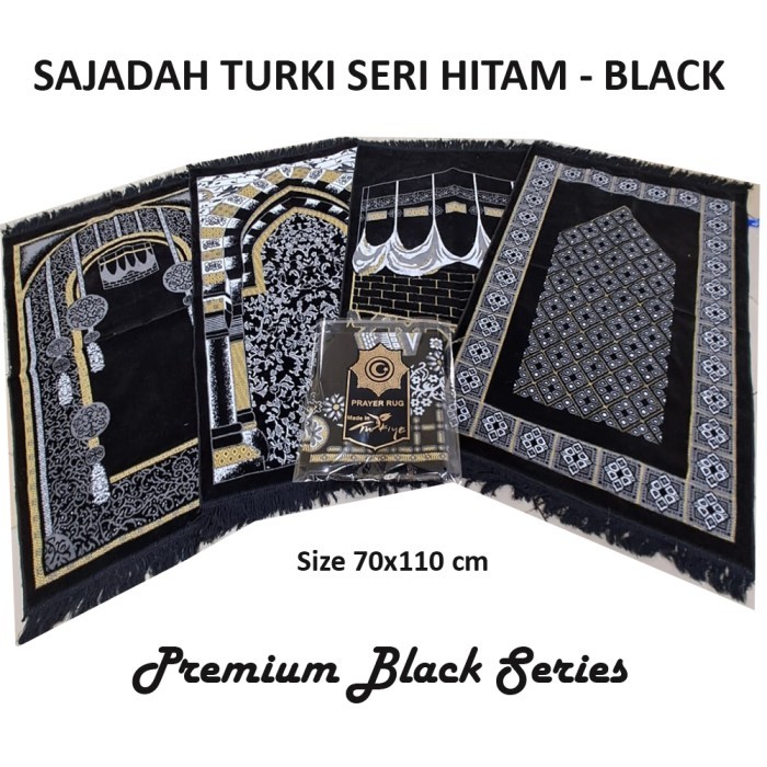 ORIGINAL Eceran Sajadah Turki Black Hitam Kiswah Motif Hajar Aswad - tahlilan - GROSIR/Random