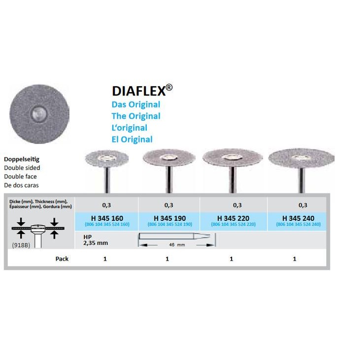 Dental Bur Separating Disk Diamond Discs dengan mandrel Horico