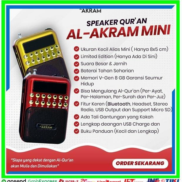 Speaker Murottal Murotal Alquran Quran Digital 30 Juz Al-Akram Mini Terlaris