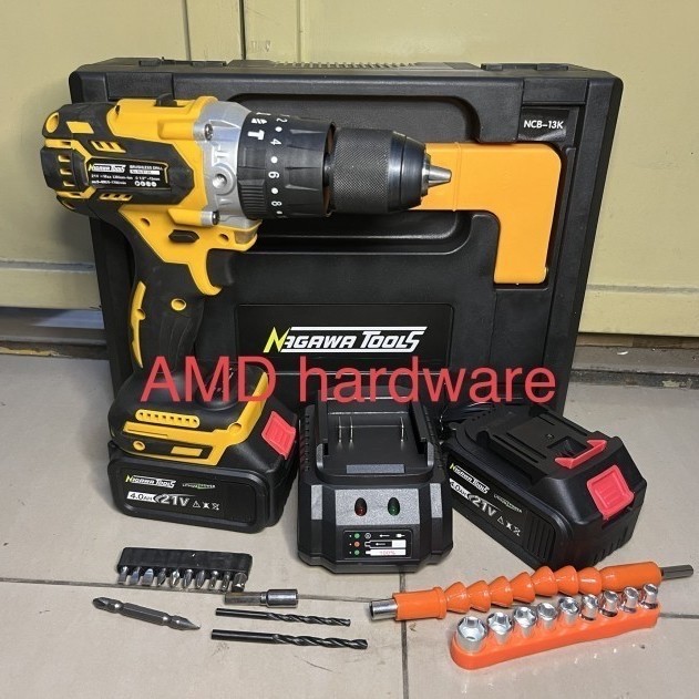 NAGAWA NCB13K CORDLESS BOR BETON IMPACT 13mm SET BRUSHLESS BATERAI 21V