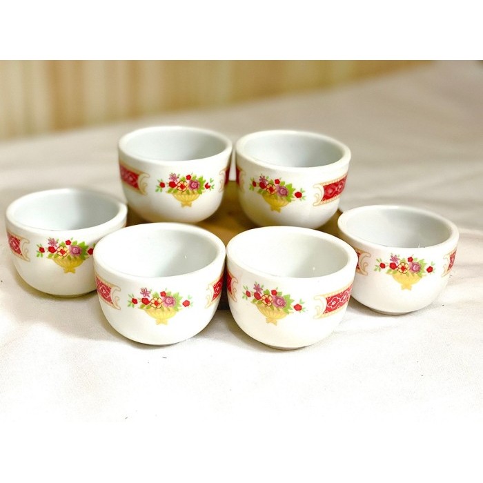 Gelas Teh Keramik Set 6pcs 40ml/80ml / Gelas Cangkir Sembahyang Cina