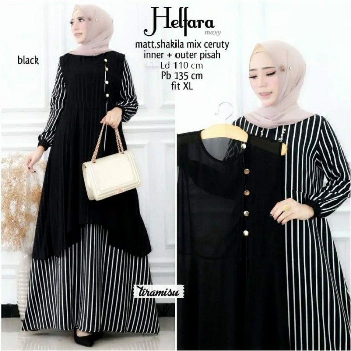 TERLARIS HELFARA GAMIS WANITA CERUTY BABYDOLL INNER +OUTHER TERBARU KEKINIAN - BLACK, all size