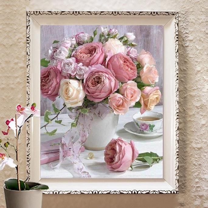 

DIY Diamond Painting Full. Pot Dan Bunga mawar kembang D714