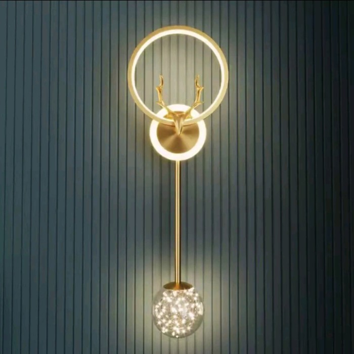 Lampu dinding minimalis hias kamar tidur led nordic modern gold