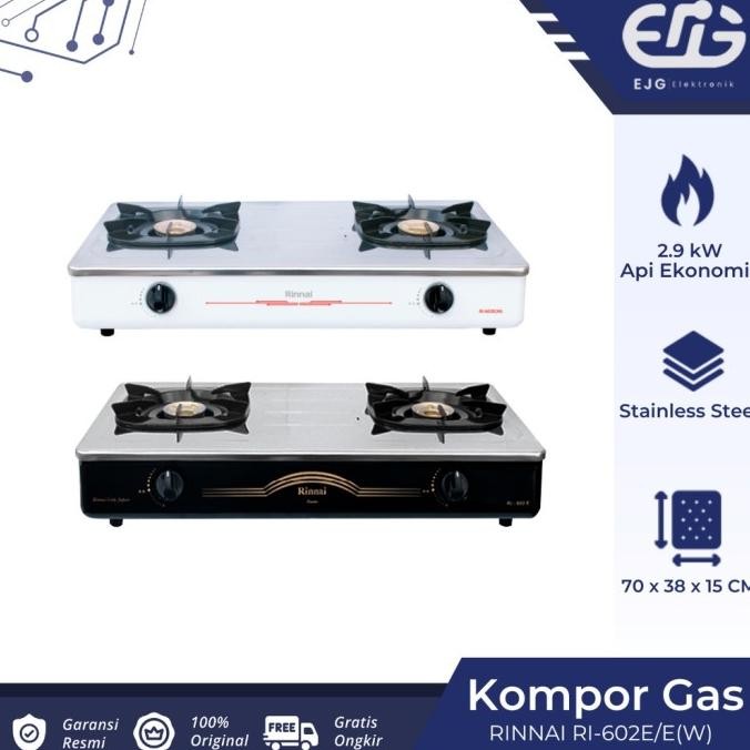 Rinnai kompor gas RI602E/RI602E(W) 2 tungku SNI RI 602E/ RI 602E(W)