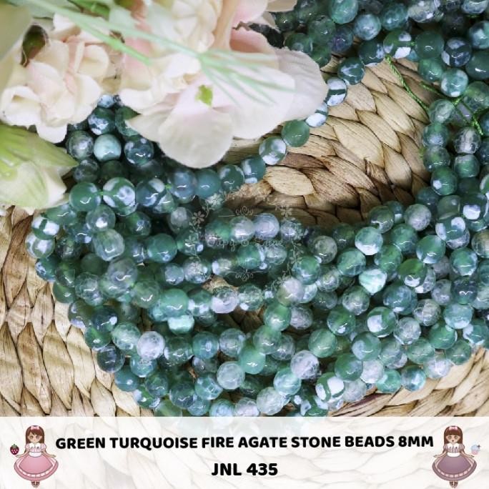 

code 435 Batu Alam Green Turquoise Fire agate stone beads