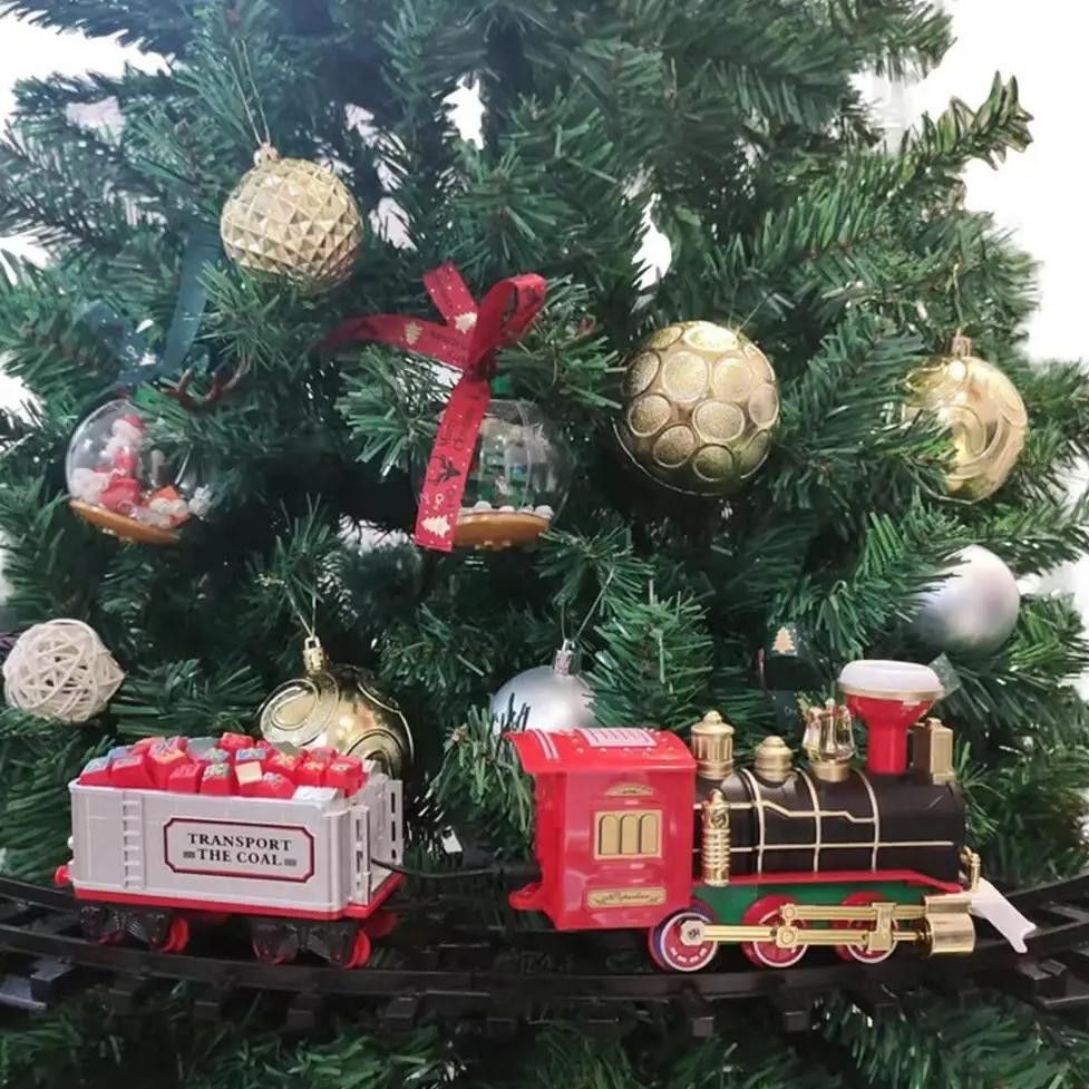 1 set christmas train toys interesting simulated festive battery-powered model train set   electric 