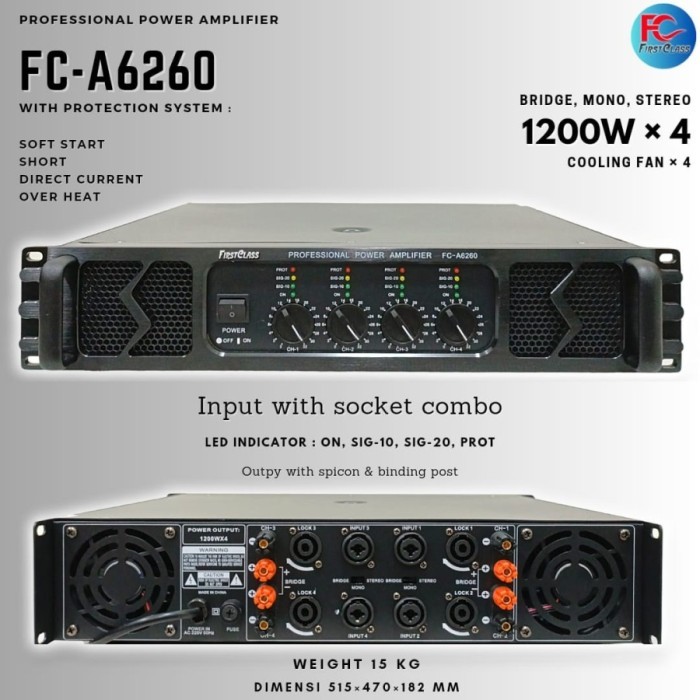 POWER AMPLIFIER FIRSTCLASS FC - A6260 Power high quality 6260 FC6260