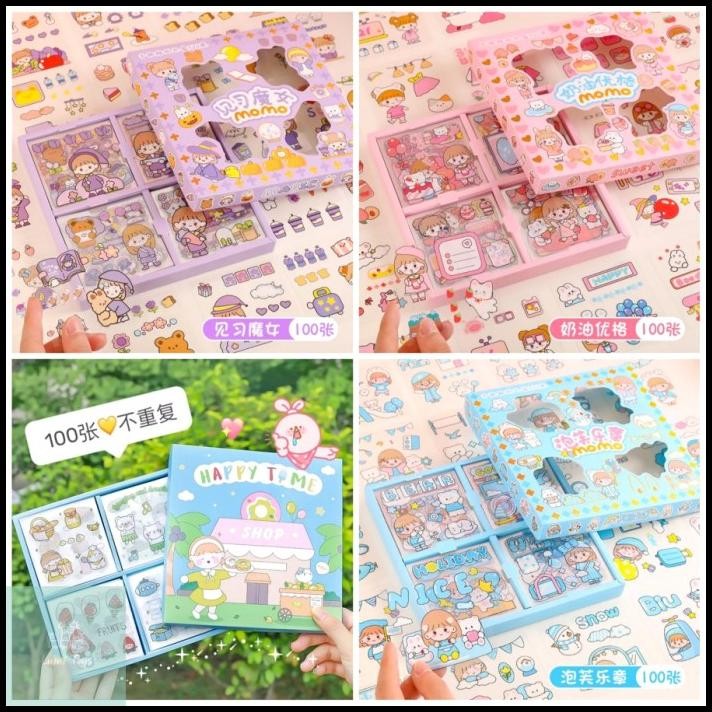 

Mainan Anak Sticker Kartun Momo 2D Funny Cartoon Sticker Isi 100Pcs