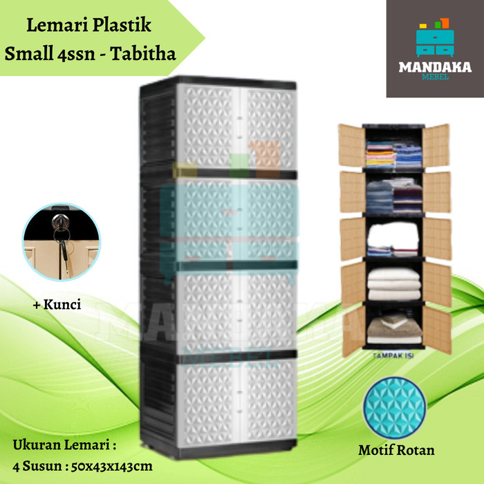 Lemari Lemari Pakaian Plastik Small 4 susun - New+Kunci plastik susun