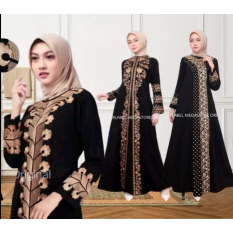 PROMO BAJU MUSLIM RAMADHAN  GROSIR .. abaya hitam bordir turkey nabila