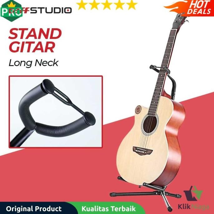 Stand Gitar Akustik Listrik Long Neck Model Berdiri Kokoh TaffSTUDIO  Stok Terbatas