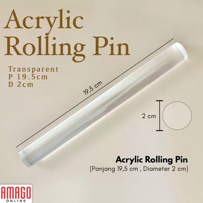 

READY STOCK ACRYLIC SOLID ROLLING PIN - PENGGILING CLAY AKRILIK PADAT 19,5 X 2 CM !!!!!