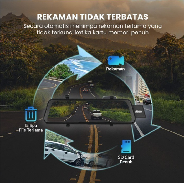 Menarik Mtech Dvr Spion 3 Way Kamera Perekam Dashcam Mobil 11 Inch Treca Wifi Gps