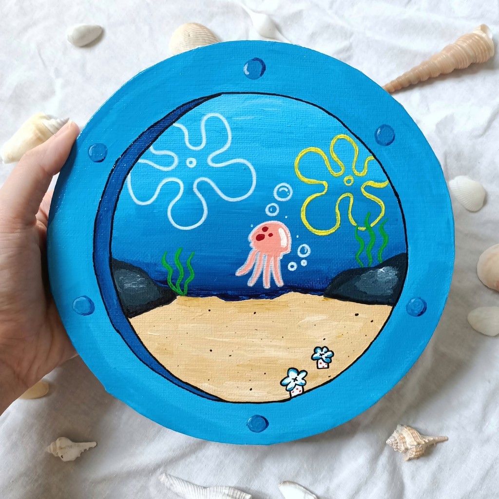 

Spongebob Squarepants Lukisan Kanvas Jendela Lubang 3D 20cm x 20cm Dekorasi Dinding |ssdW1D4G|