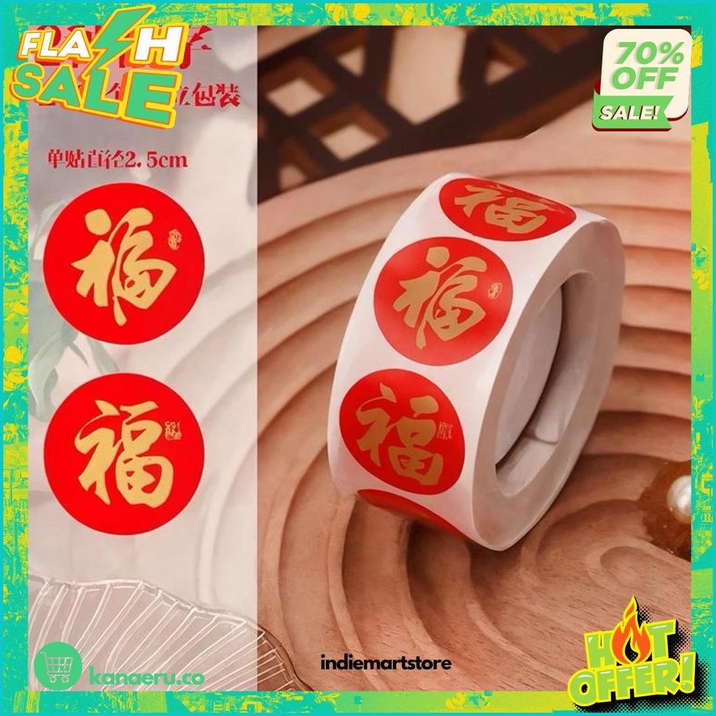 

Joyful 500Pcs Sticker Imlek Fu 2025 / Tempelan Chinese New Year Terbaru / Seticker Tahun Baru Cina Tempel Kue Buah Pot Cangkir Amplop Angpao Hiasan / Sticker Dekorasi Imlek Lunar New Year / Stiker Ampao Amplop Merah Cod
