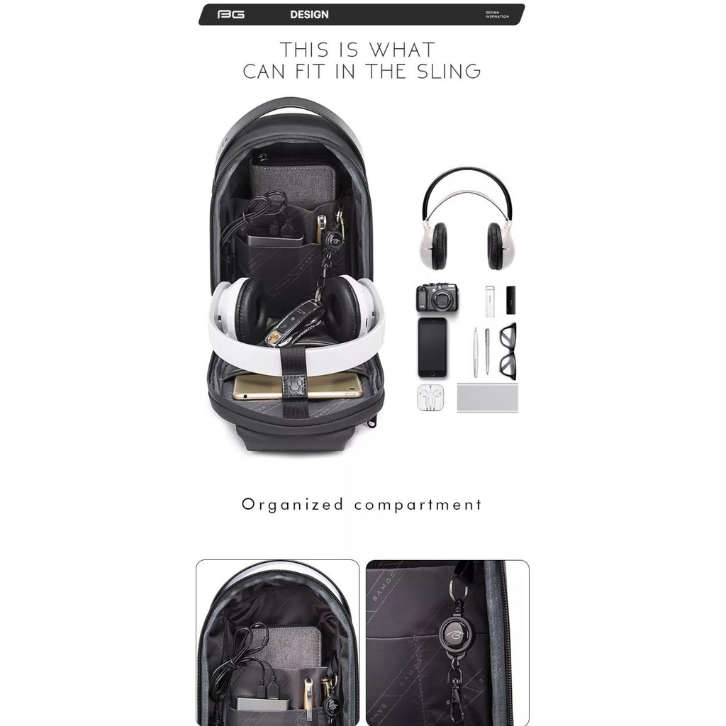 Bange Bg7256 Ta Elempang Pria Wait Bag Pria Ling Bag Pria