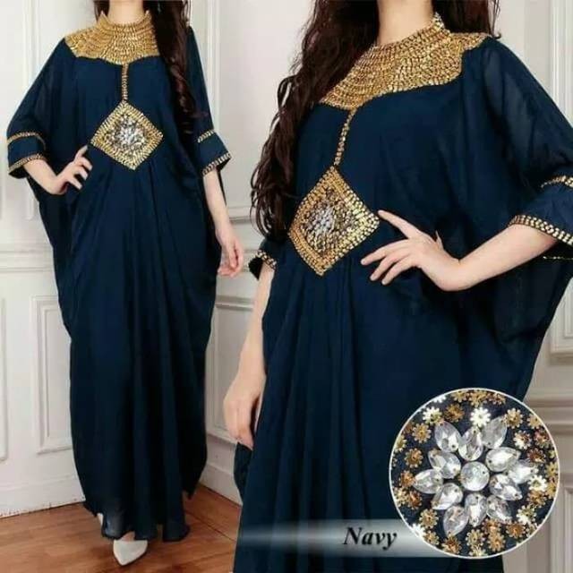 Kaftan Wanita 2025 Simple Elegan Baju Lebaran Cewek Pakaian Keluarga Tunik Murah Abaya Longdress Kon
