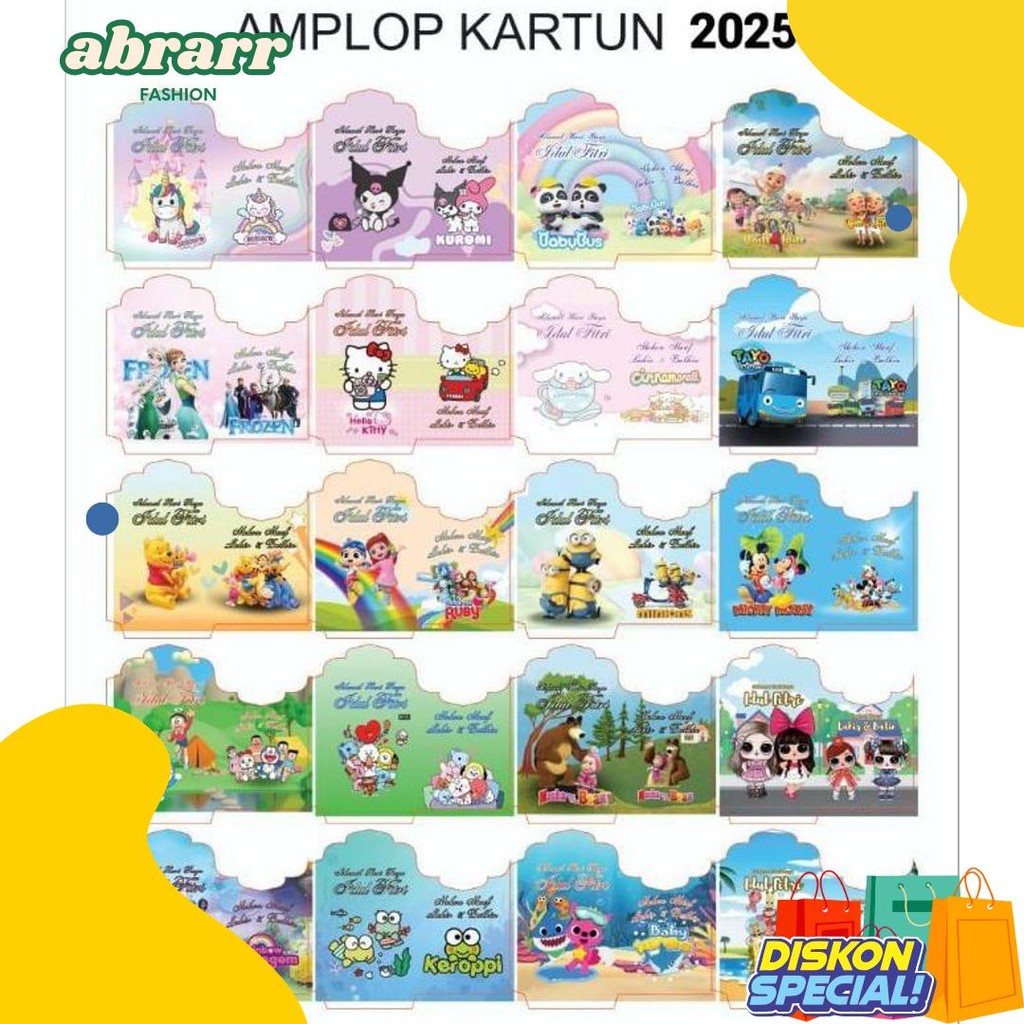 

1000Lembar Amplop Lebaran Uk Medium Sandrio, Karakter,Muslim,Labubu (Lagi Rame)