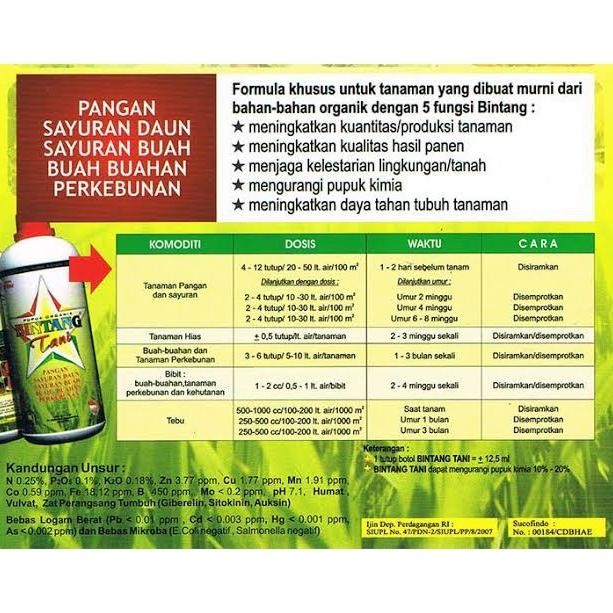 Pupuk Organik Cair Bintang Tani Original Nasa - Pupuk Organik Nasa