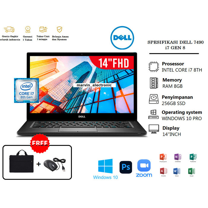 Murah Laptop Dell Latitude 7490 I7 Gen 8 16Gb/1Tb Give Tas+Mouse